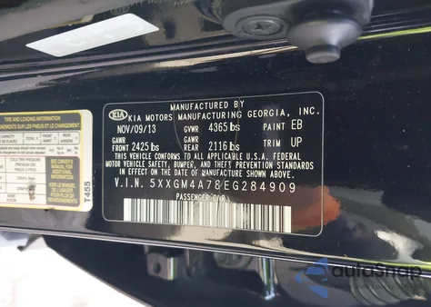 2014 Kia Optima Lx z USA, uszkodzony, nr VIN 5XXGM4A78EG284909